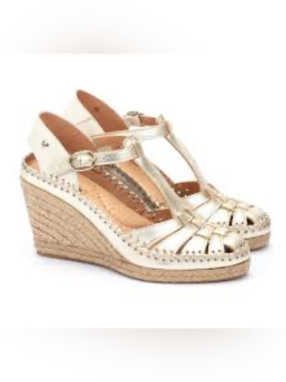 PIKOLINOS Cadiz Wedge Espadrille in Carrara/Gold  (W4Y-1548CLC1) BNIB $100